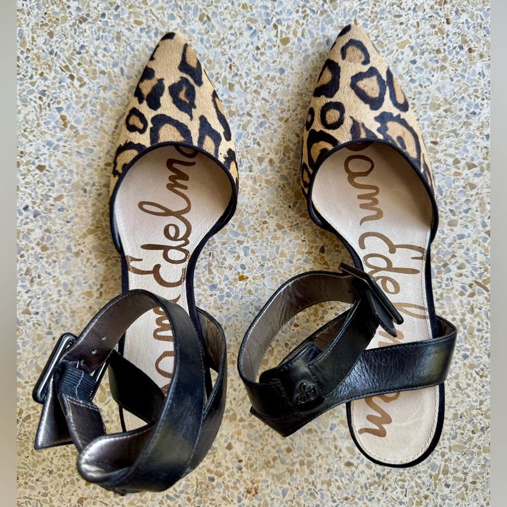 Sam Edelman Leopard Print Calf Hair Slingback Pumps